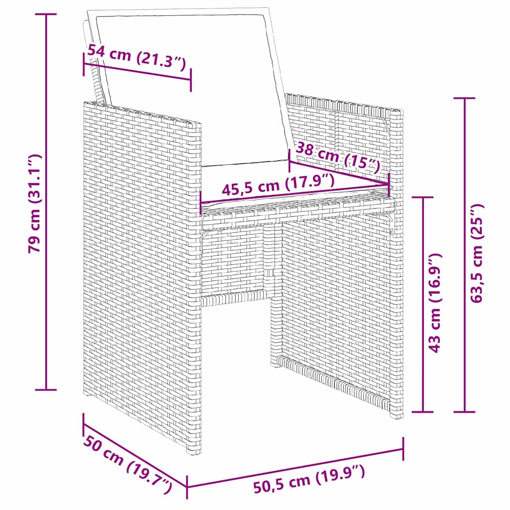 Garten Essgruppe 9 pcs Grau Poly-Rattan