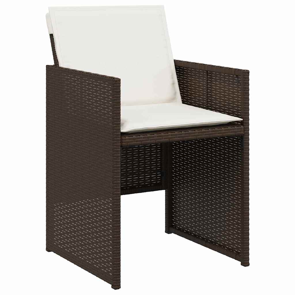 Garten Essgruppe 9 pcs Braun Poly-Rattan