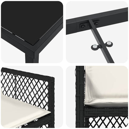 Garten Essgruppe 5 pcs Schwarz Poly-Rattan