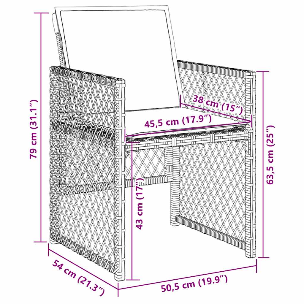 Garten Essgruppe 9 pcs Grau Poly-Rattan
