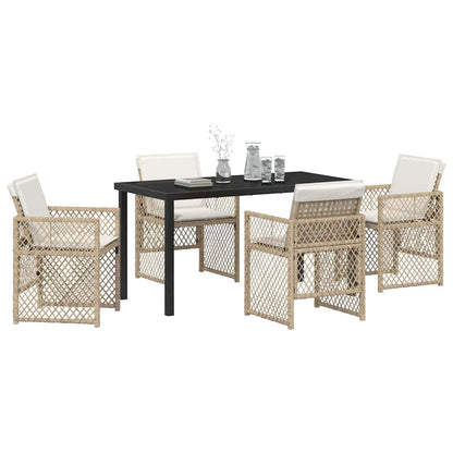 Garten Essgruppe 5 pcs Beige Poly-Rattan