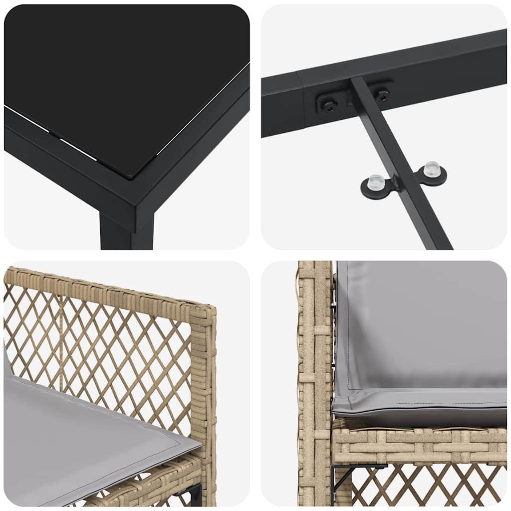 Garten Essgruppe 5 pcs Beige Poly-Rattan
