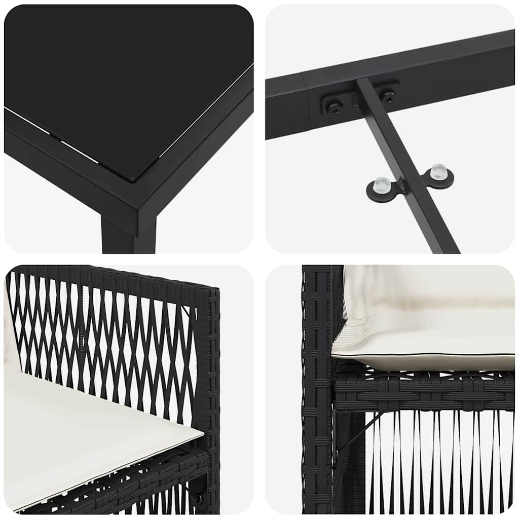 Garten Essgruppe 9 pcs Schwarz Pulverbeschichteter Stahl