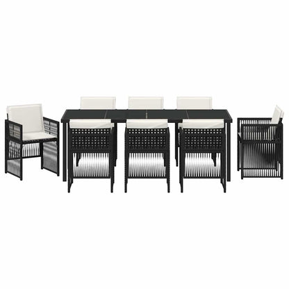 Garten Essgruppe 9 pcs Schwarz Pulverbeschichteter Stahl