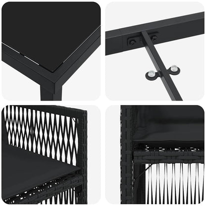 Garten Essgruppe 5 pcs Schwarz Pulverbeschichteter Stahl