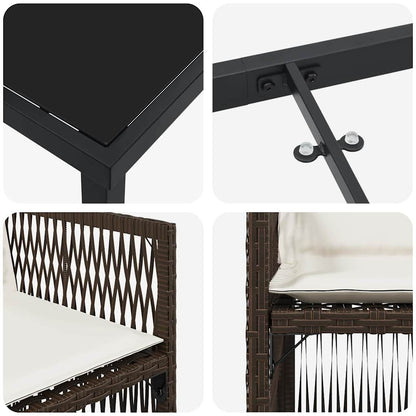 Garten Essgruppe 5 pcs Braun Pulverbeschichteter Stahl