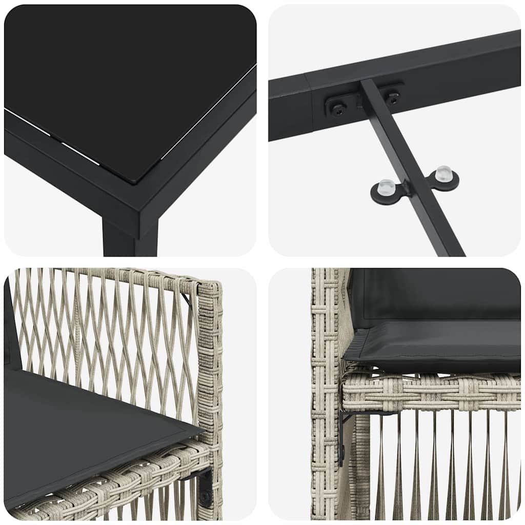 Garten Essgruppe 9 pcs Hellgrau Pulverbeschichteter Stahl