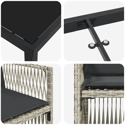 Garten Essgruppe 9 pcs Hellgrau Pulverbeschichteter Stahl