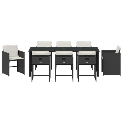 Garten Essgruppe 9 pcs Schwarz Poly-Rattan