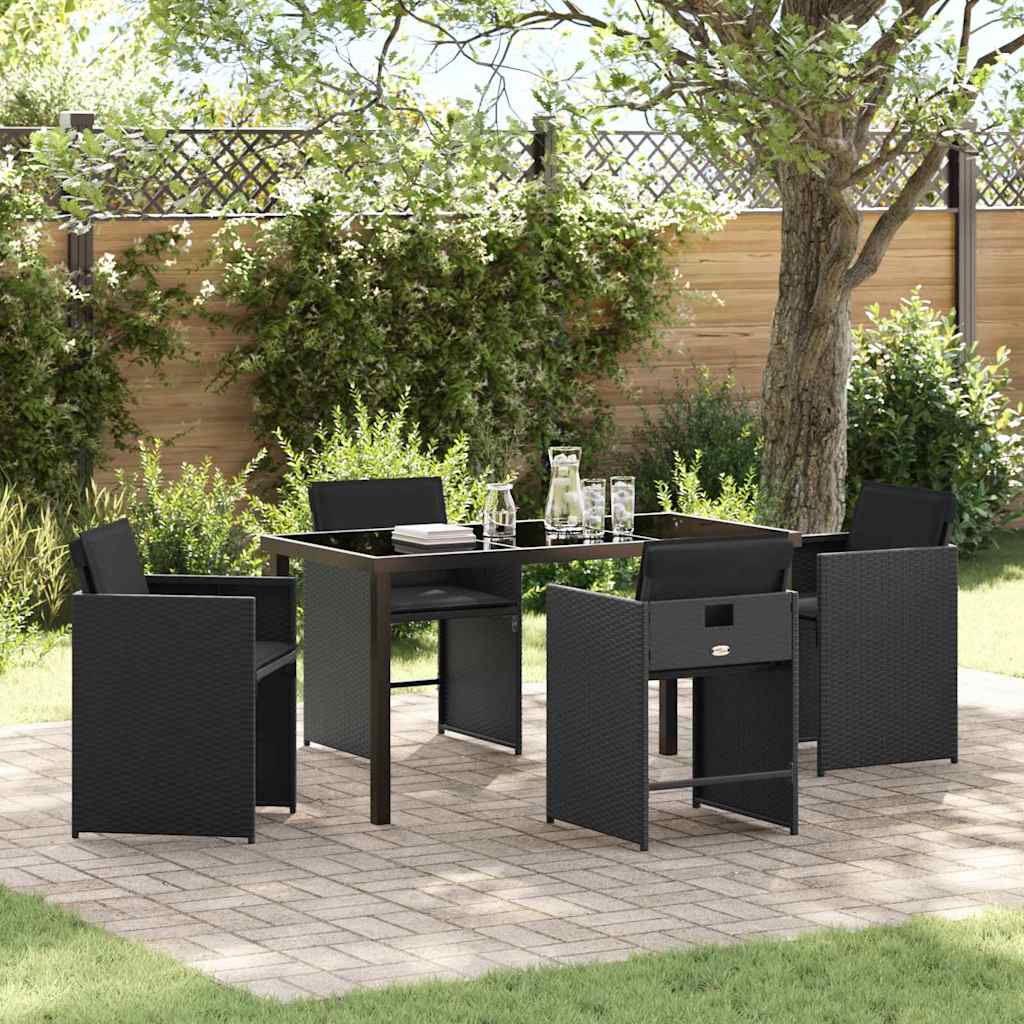 Garten Essgruppe 5 pcs Schwarz Poly-Rattan