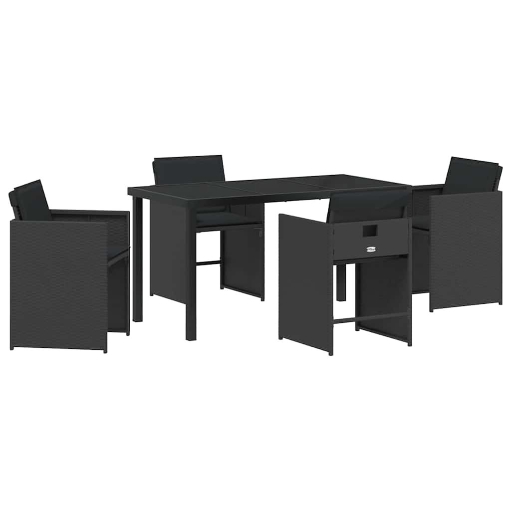 Garten Essgruppe 5 pcs Schwarz Poly-Rattan