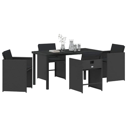 Garten Essgruppe 5 pcs Schwarz Poly-Rattan