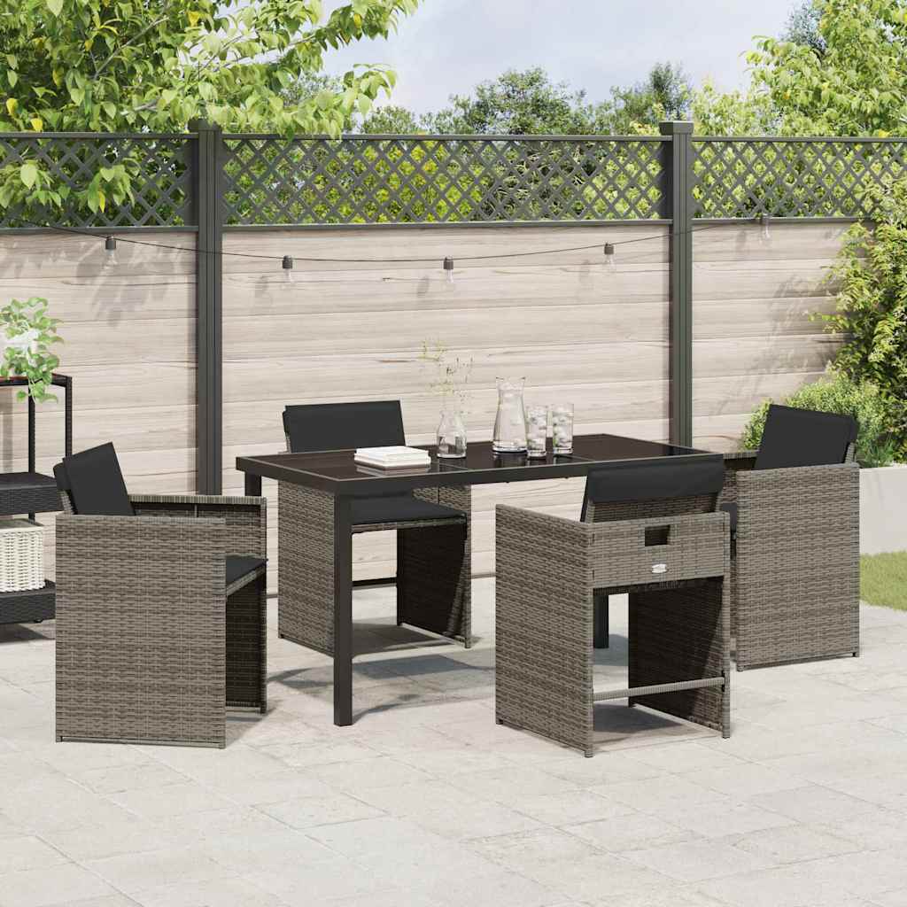 Garten Essgruppe 5 pcs Grau Poly-Rattan