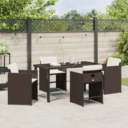 Garten Essgruppe 5 pcs Braun Poly-Rattan