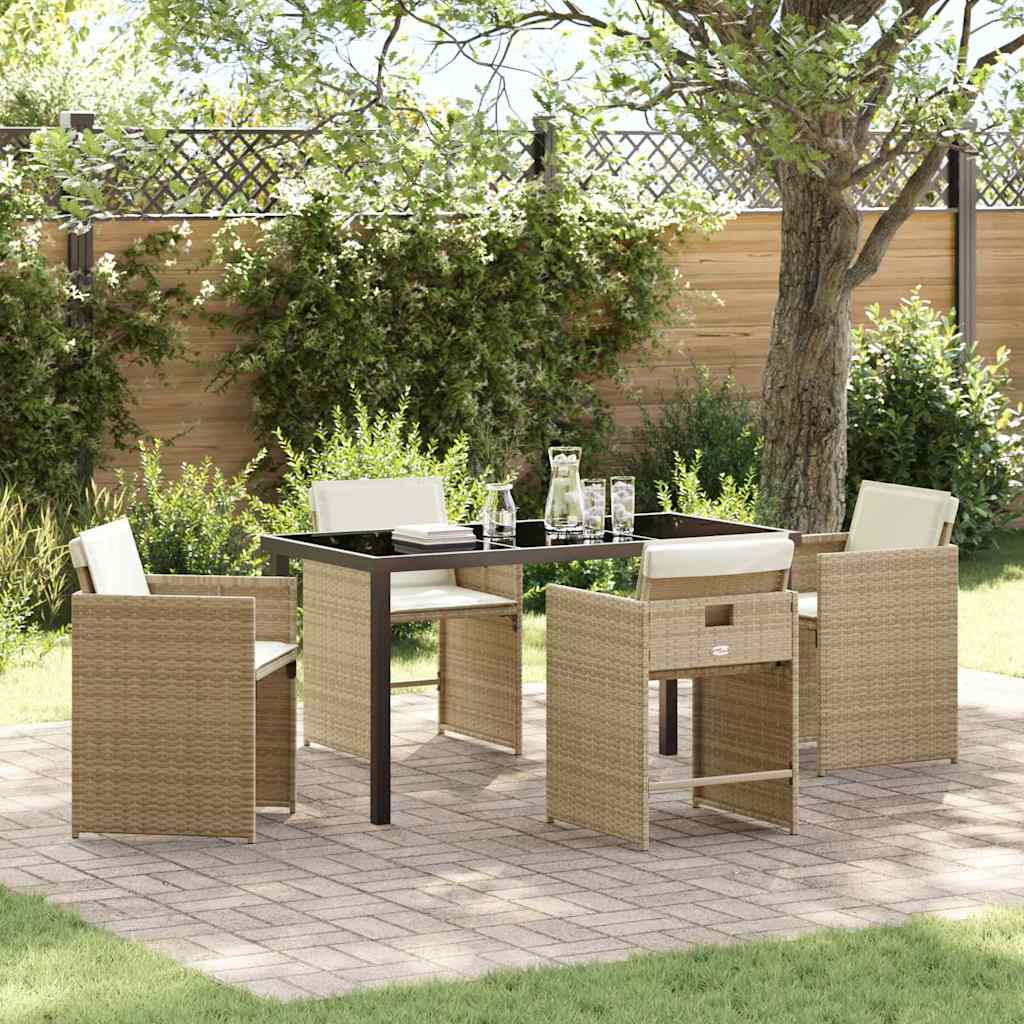 Garten Essgruppe 5 pcs Beige Poly-Rattan