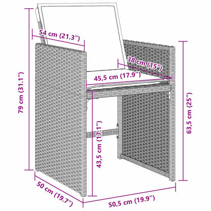 Garten Essgruppe 9 pcs Hellgrau Poly-Rattan