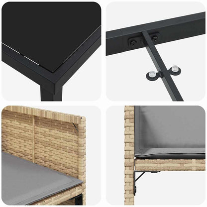 Garten Essgruppe 9 pcs Beige Poly-Rattan