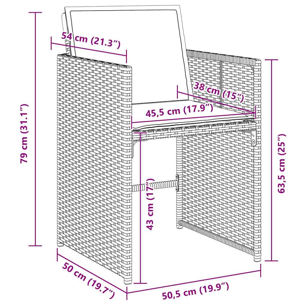 Garten Essgruppe 9 pcs Beige Poly-Rattan