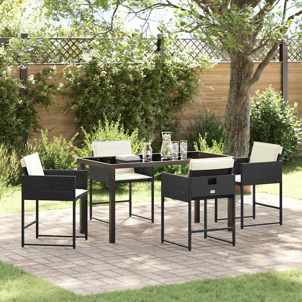 Garten Essgruppe 5 pcs Schwarz Poly-Rattan