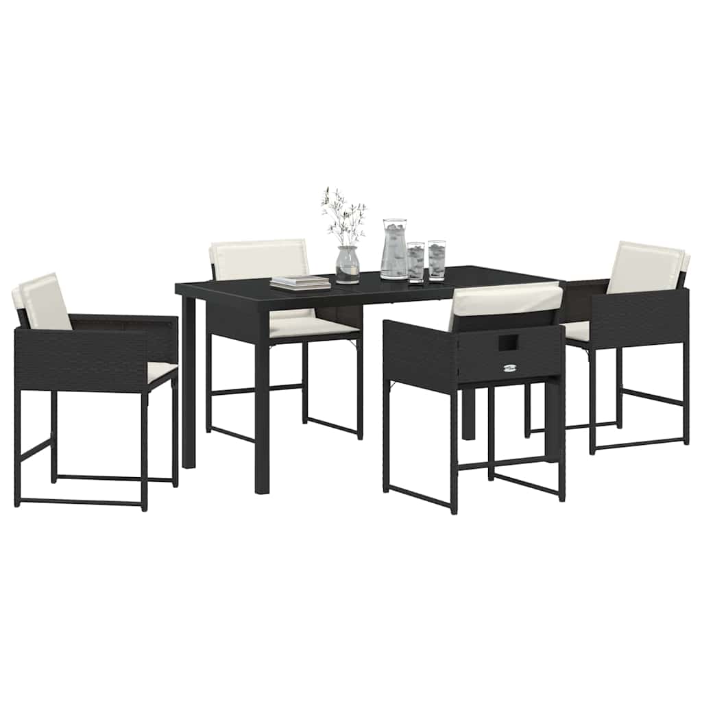 Garten Essgruppe 5 pcs Schwarz Poly-Rattan