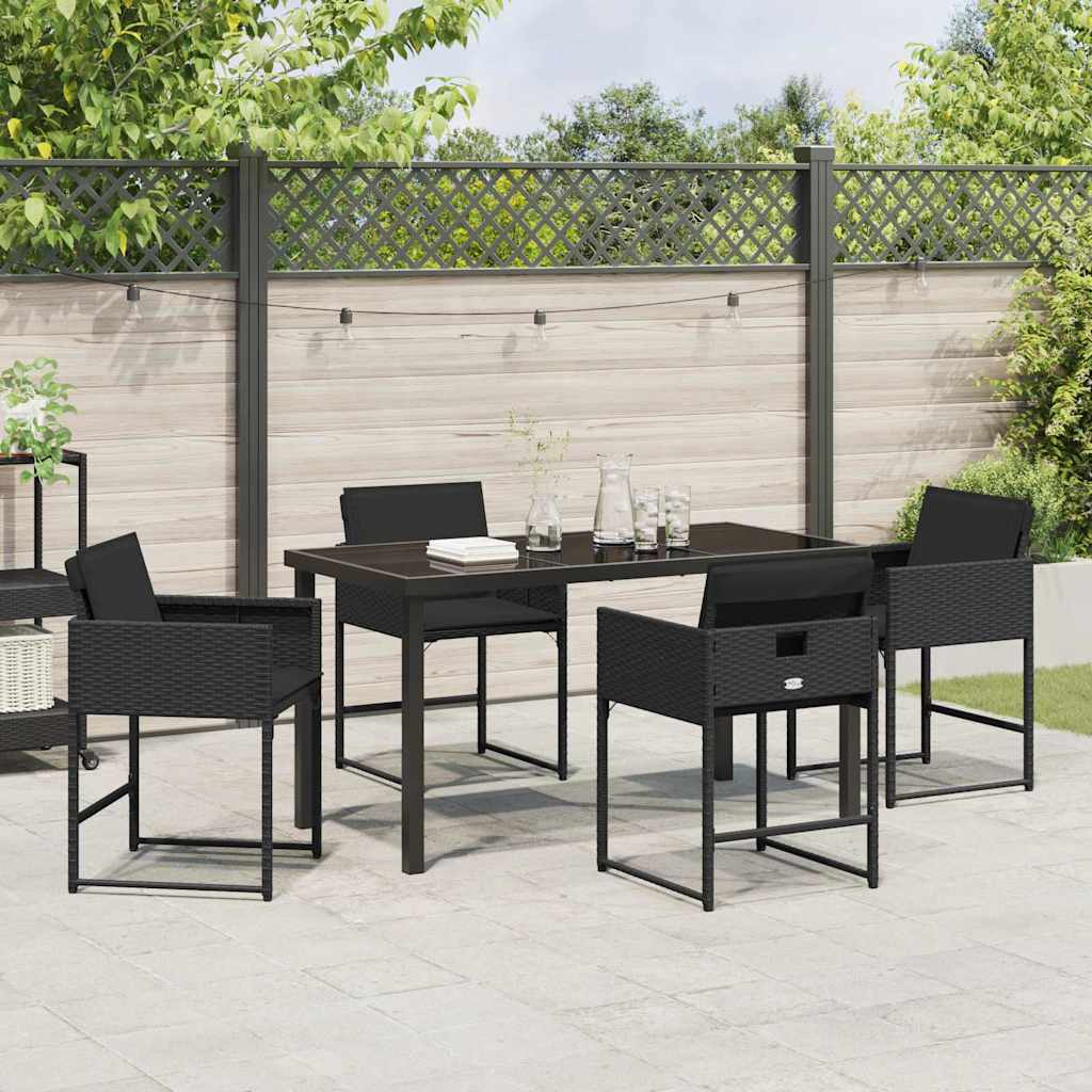 Garten Essgruppe 5 pcs Schwarz Poly-Rattan