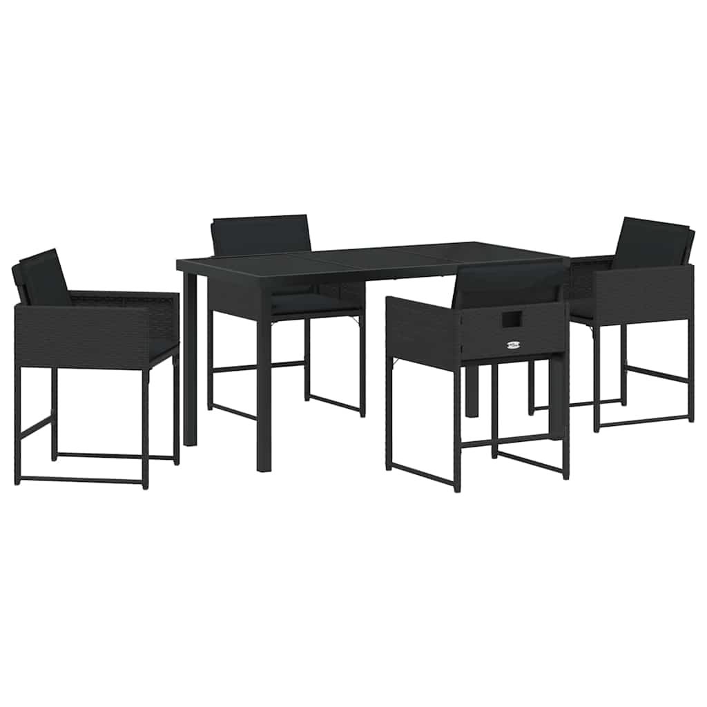 Garten Essgruppe 5 pcs Schwarz Poly-Rattan