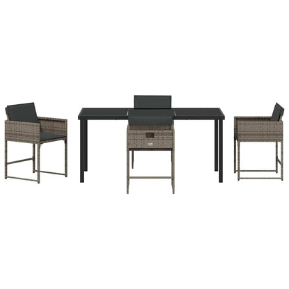 Garten Essgruppe 5 pcs Grau Poly-Rattan