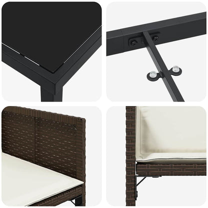 Garten Essgruppe 5 pcs Braun Poly-Rattan