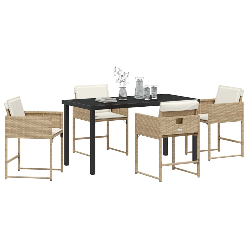 Garten Essgruppe 5 pcs Beige Poly-Rattan