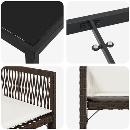 Garten Essgruppe 9 pcs Braun Poly-Rattan