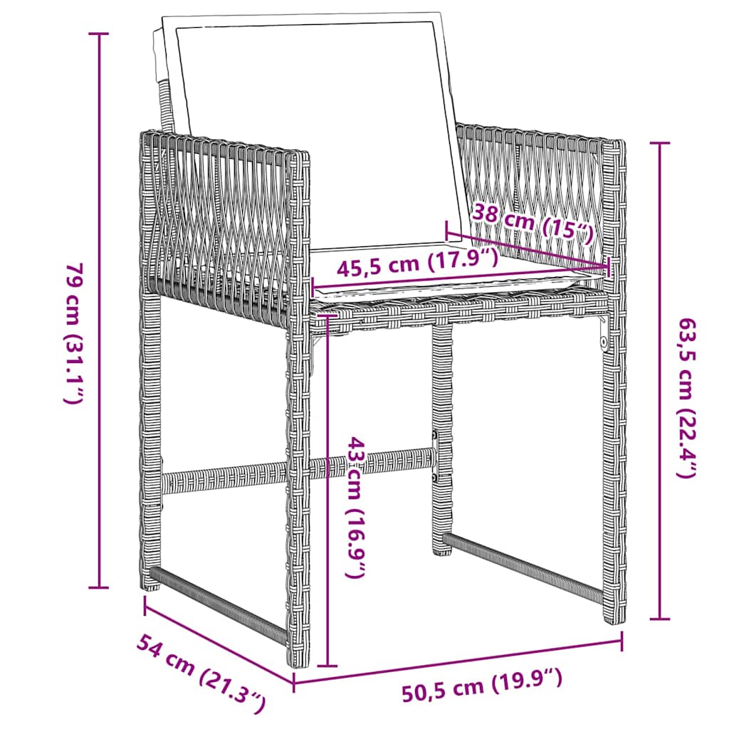 Garten Essgruppe 9 pcs Hellgrau Poly-Rattan