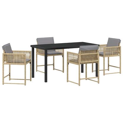 Garten Essgruppe 5 pcs Beige Poly-Rattan