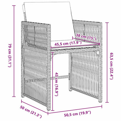 Garten Essgruppe 9 pcs Grau Poly-Rattan