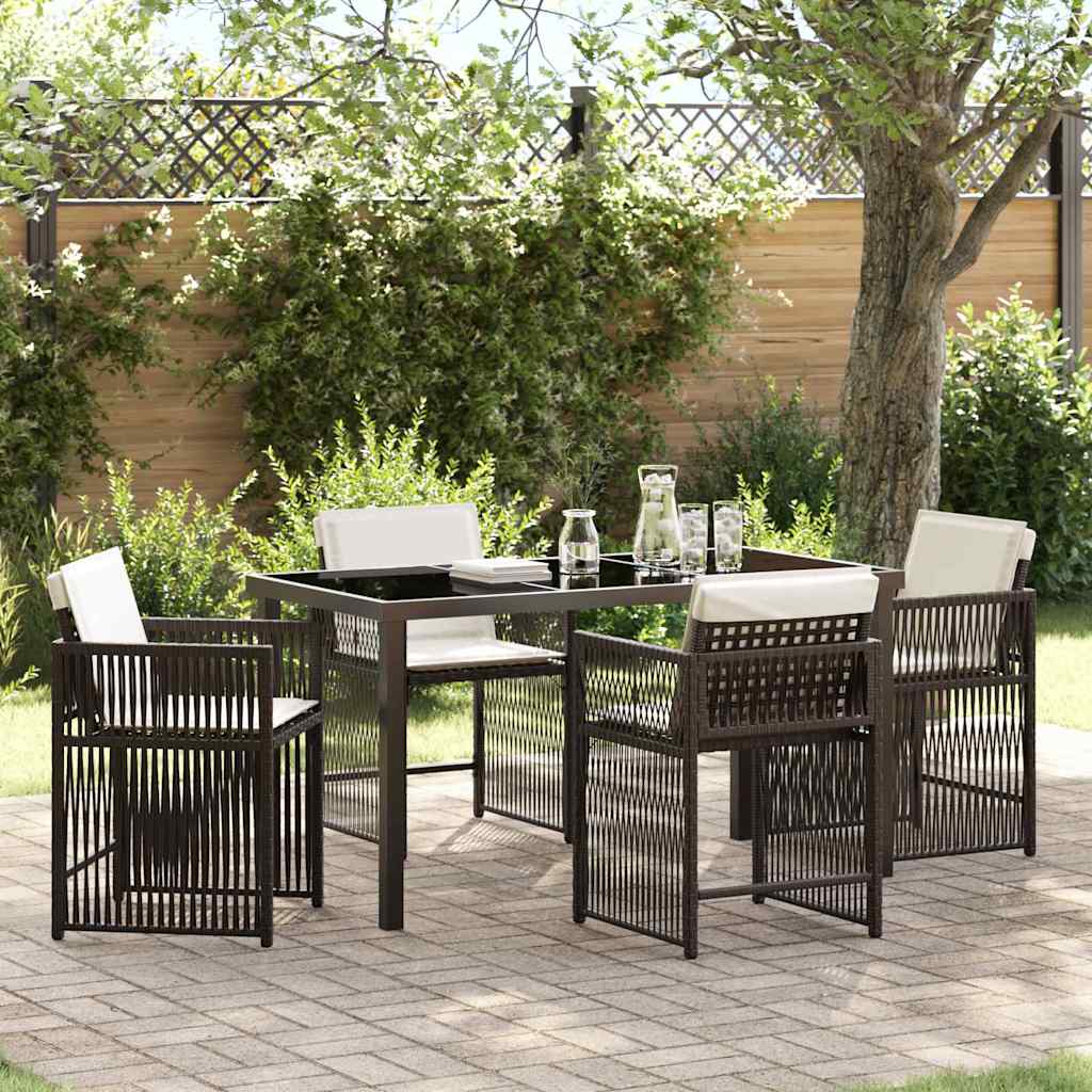 Garten Essgruppe 5 pcs Braun Poly-Rattan