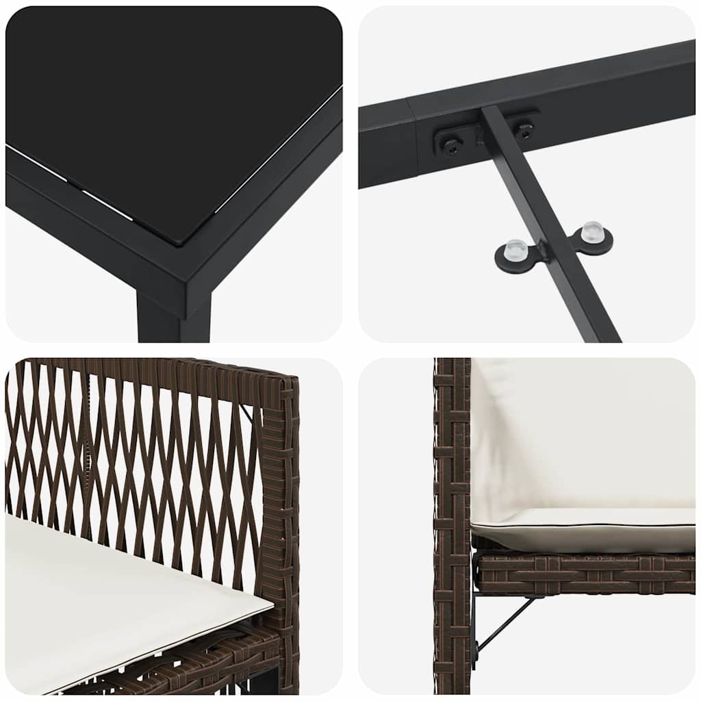 Garten Essgruppe 9 pcs Braun Poly-Rattan