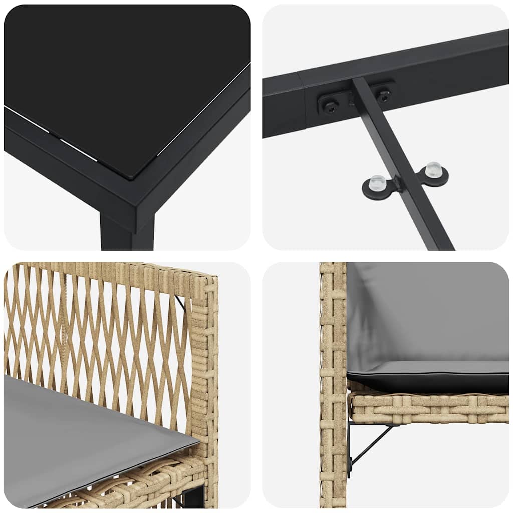 Garten Essgruppe 5 pcs Beige Poly-Rattan