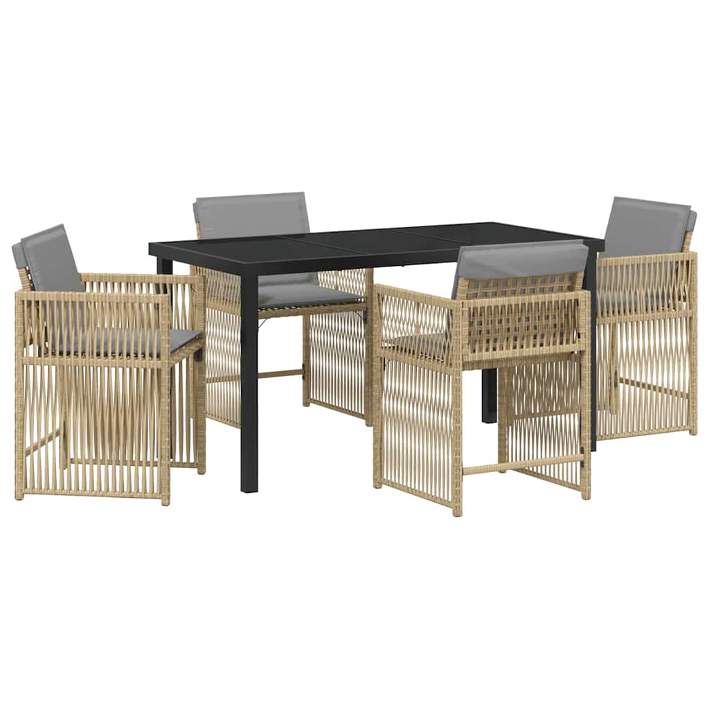 Garten Essgruppe 5 pcs Beige Poly-Rattan