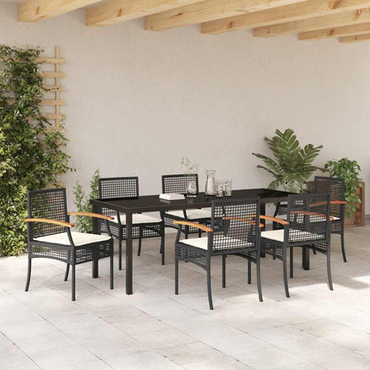 Garten Essgruppe 7 pcs Schwarz Poly-Rattan