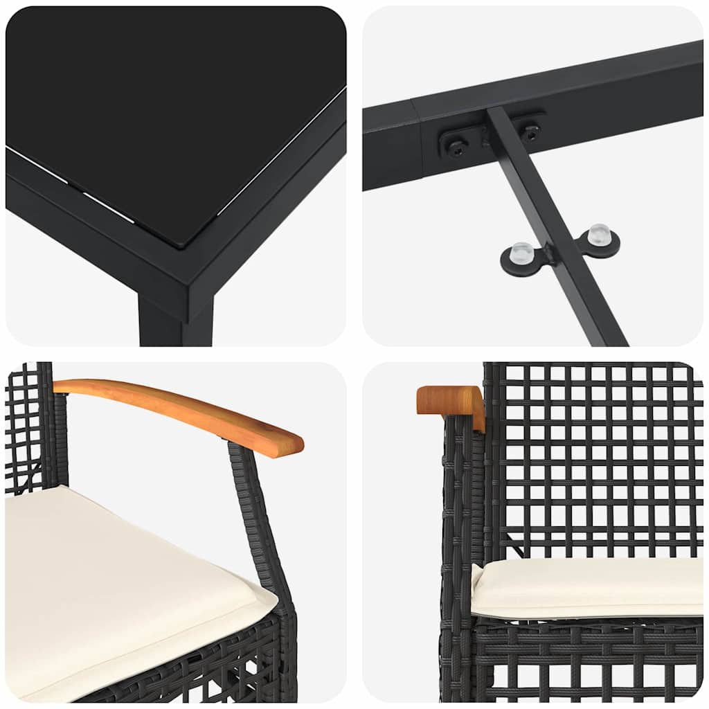 Garten Essgruppe 7 pcs Grau Poly-Rattan