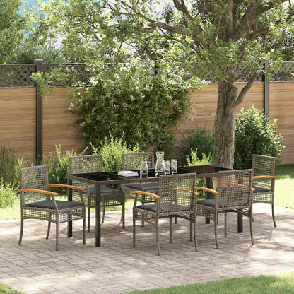 Garten Essgruppe 7 pcs Grau Poly-Rattan