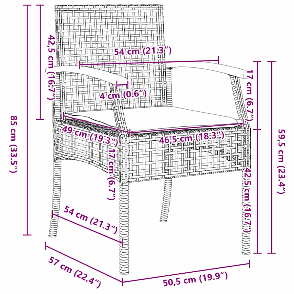 Garten Essgruppe 9 pcs Grau Poly-Rattan