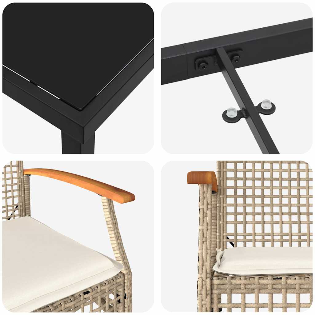 Garten Essgruppe 5 pcs Beige Poly-Rattan