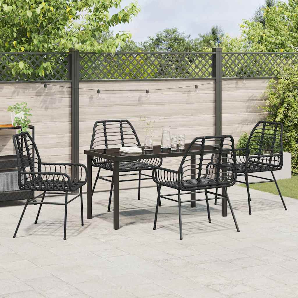 Garten Essgruppe 5 pcs Schwarz Poly-Rattan