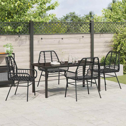 Garten Essgruppe 5 pcs Schwarz Poly-Rattan
