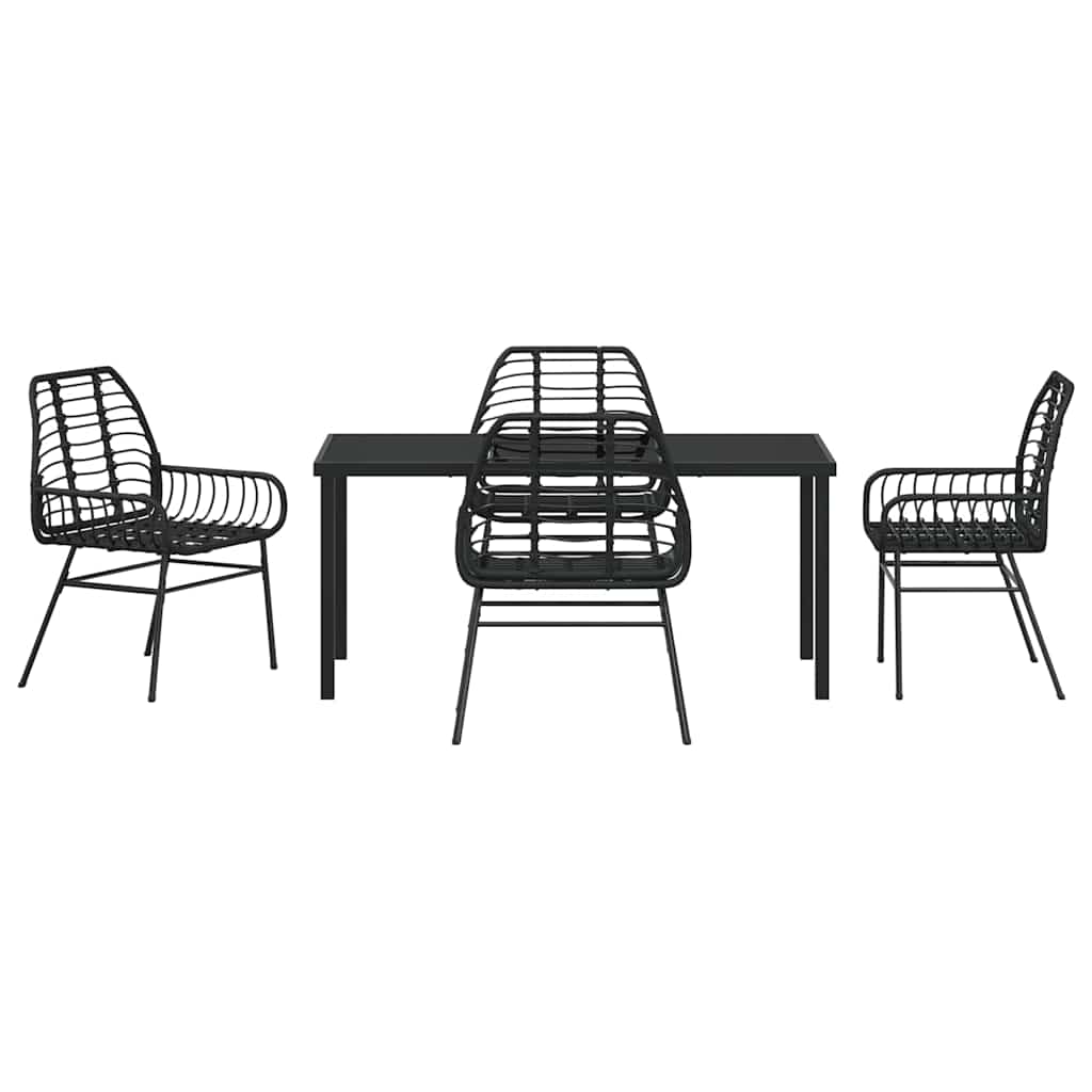 Garten Essgruppe 5 pcs Schwarz Poly-Rattan