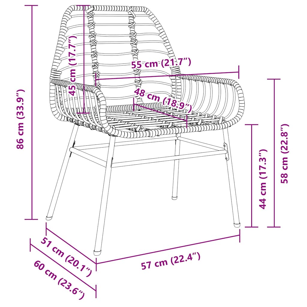 Garten Essgruppe 7 pcs Schwarz Poly-Rattan
