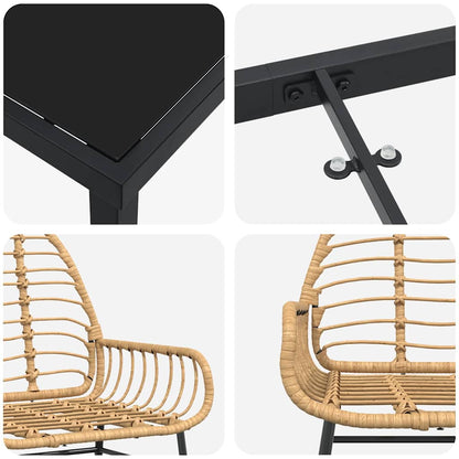 Garten Essgruppe 5 pcs Braun Poly-Rattan