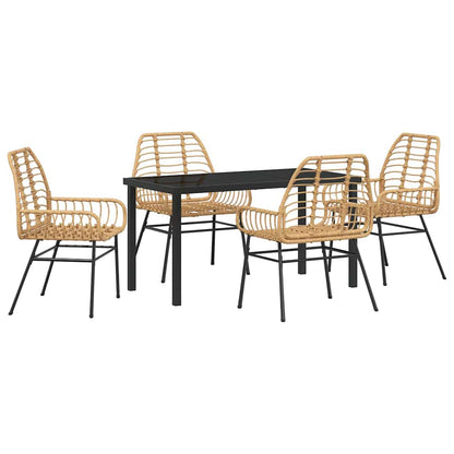 Garten Essgruppe 5 pcs Braun Poly-Rattan