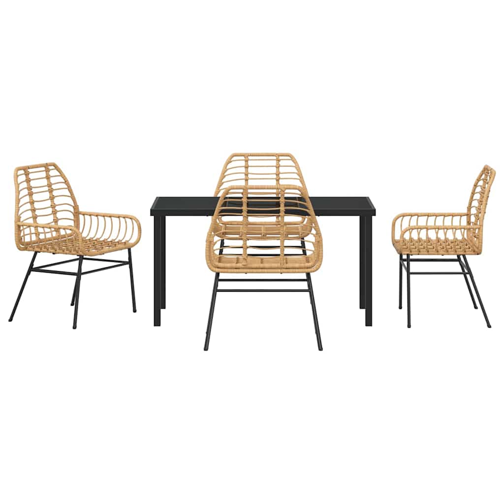 Garten Essgruppe 5 pcs Braun Poly-Rattan