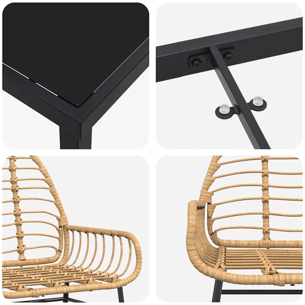 Garten Essgruppe 9 pcs Braun Poly-Rattan